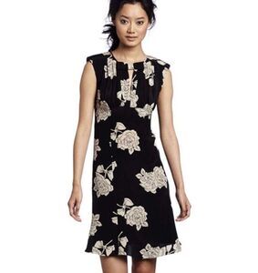 Tracy Reese Women's M Black Floral Rose Print Silk Short Dress Formal 0